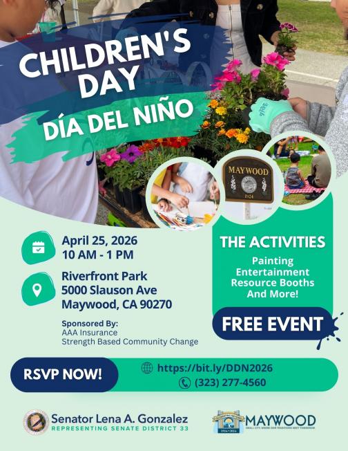Senator Gonzalez event flyer for Dia del Niño.