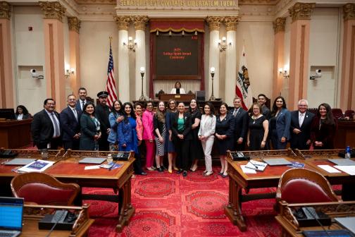 Senator Lena Gonzalez celebrates the 23rd Annual Latino Spirit Awards in Sacramento with fellow legislators and honorees.