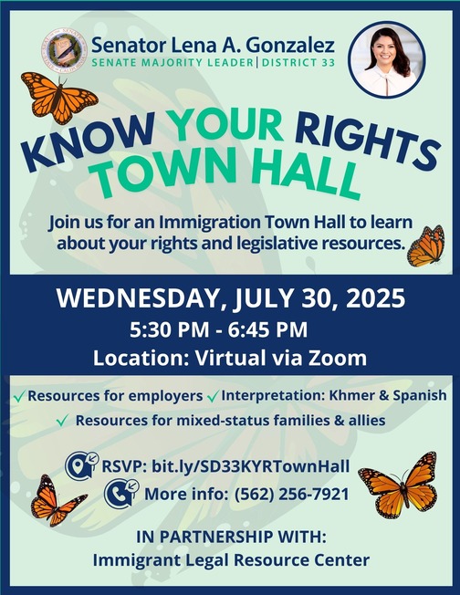 Know Your Rights Townhall flyer English