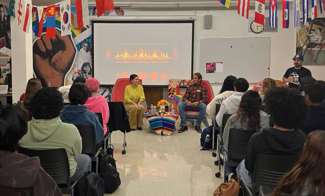 Senator Lena Gonzalez speaks to students and faculty at Long Beach City College