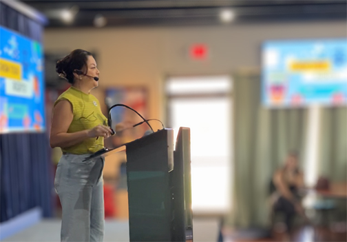 Senator Lena Gonzalez speaking at a Community Immigration Teach-In
