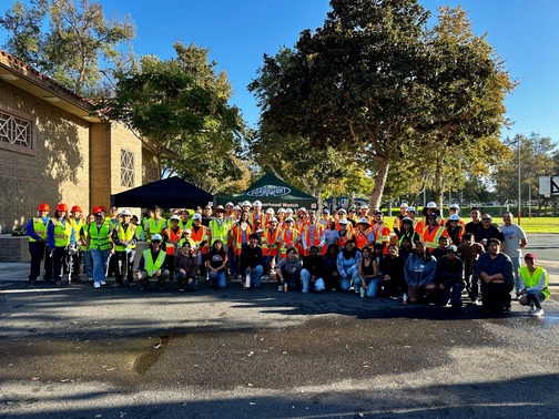 Team Gonzalez and Caltrans are joined by volunteers at the Paramount Cleanup