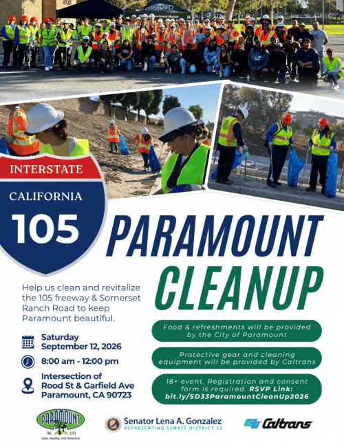 Paramount cleanup flyer with event details